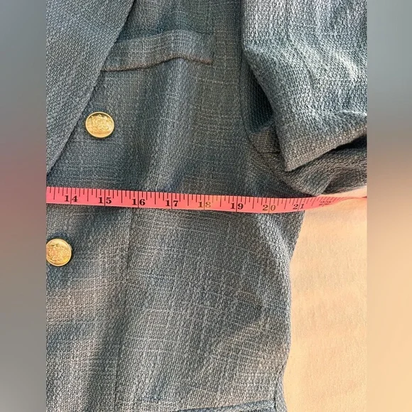 Unbranded Nubby Tweed Slate Blue Blazer With Gold Buttons Very Chic!! Sz XL - Picture 13 of 15